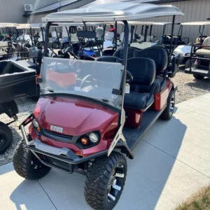 Red 2023 e-z-go express l6 elite lithium golf carts